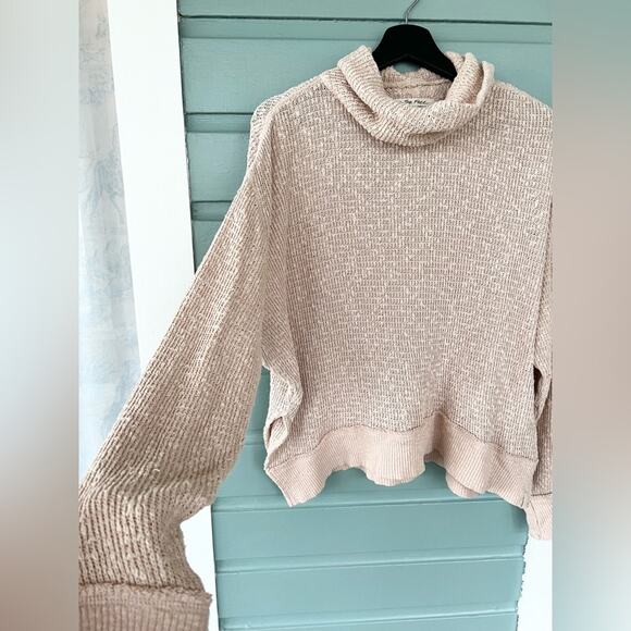 FREE PEOPLE Tommy Turtleneck sweater Toasted Almond cream neutral knit fall M - Picture 5 of 10